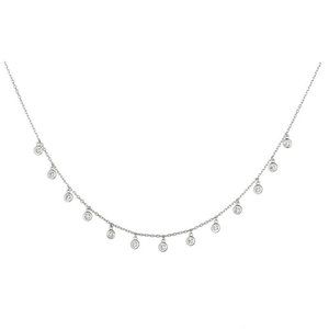1.00 Carat Natural Diamond Drop Bezel Necklace 14K White Gold